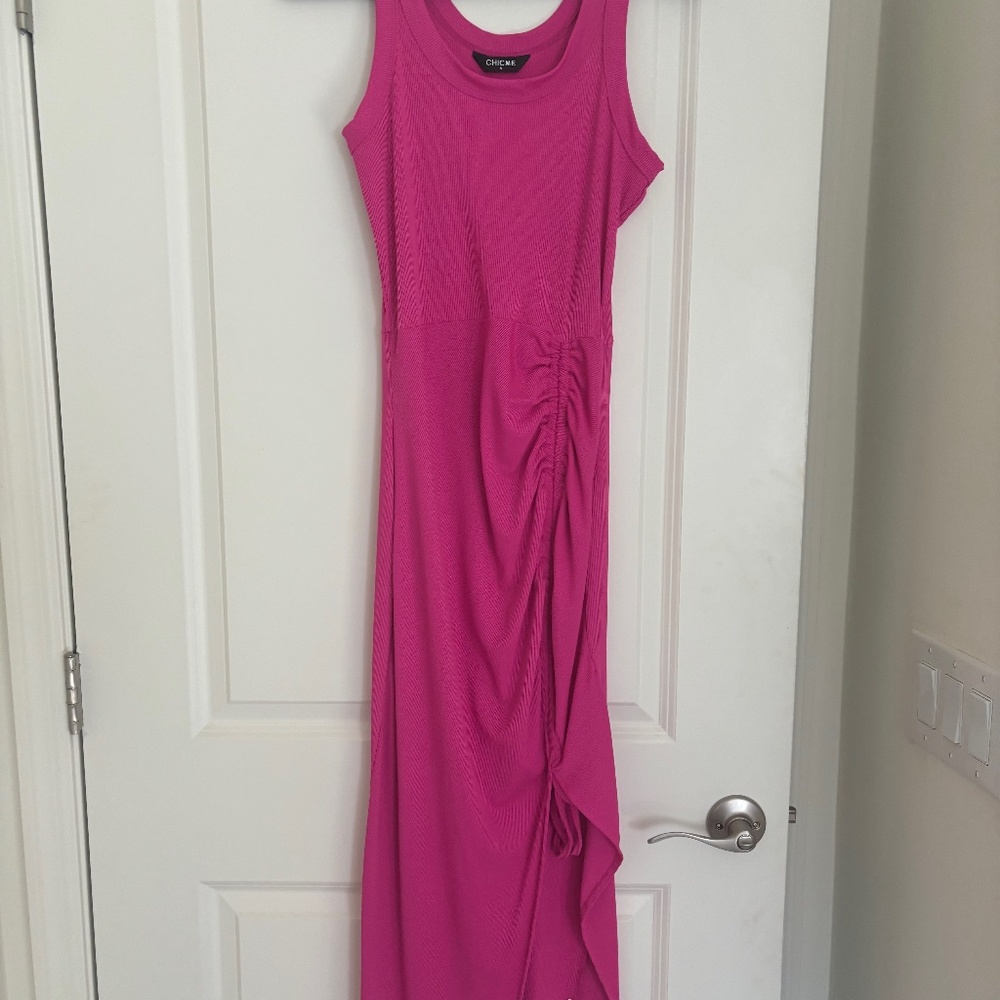 NWOT FUSHIA SUNDRESS/ROUCHED SIZE (S)